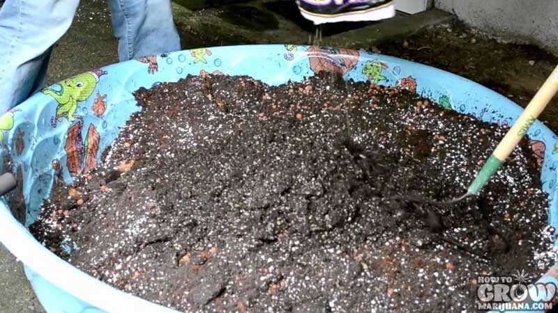Mixing Super Soil for Marijuana