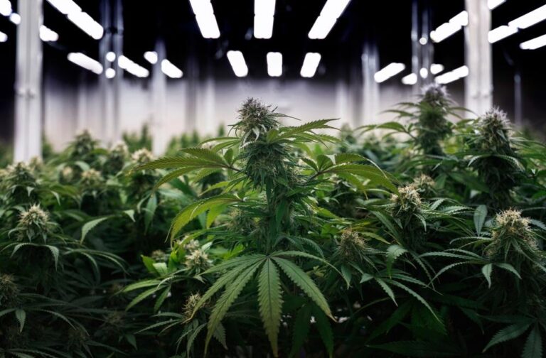 cannabis plants in commercial grow facility