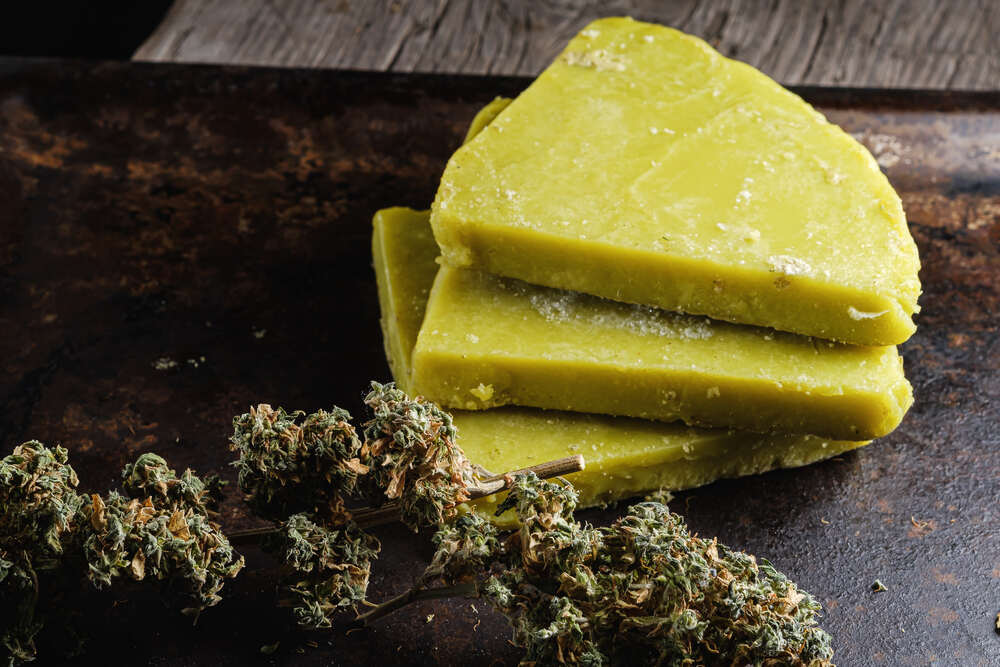 cannabis butter with cannabis buds