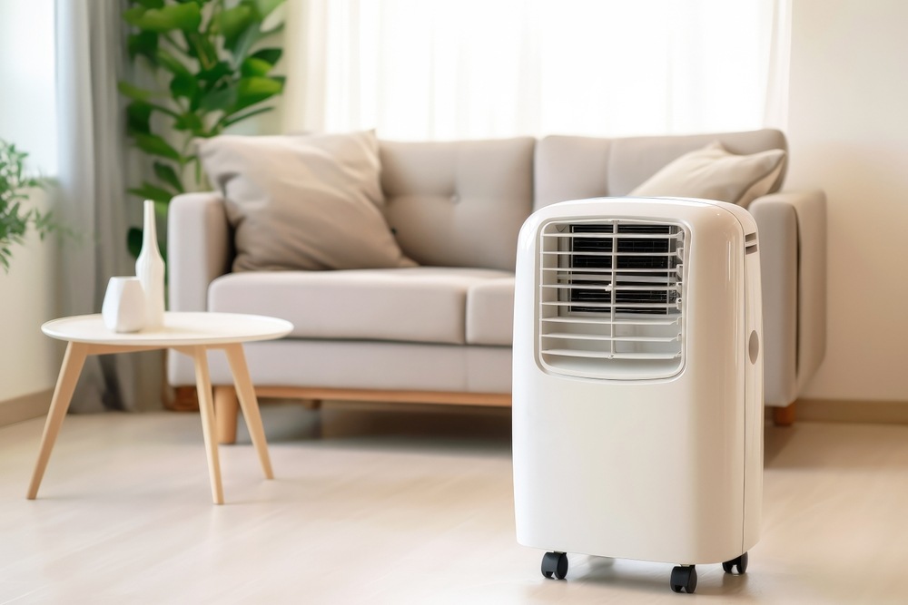 portable air conditioner unit in living room