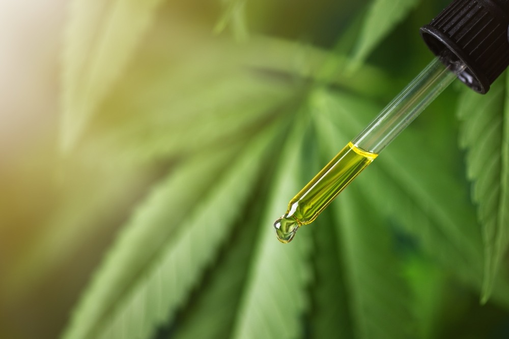 CBD oil inside a droplet