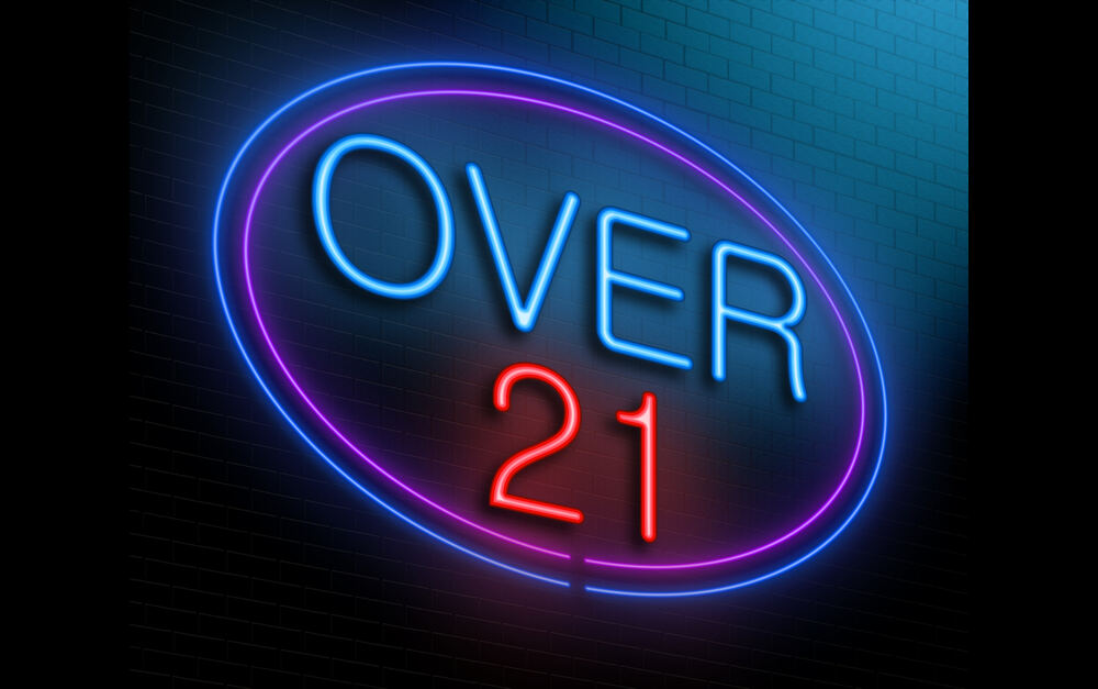 Over 21 sign 